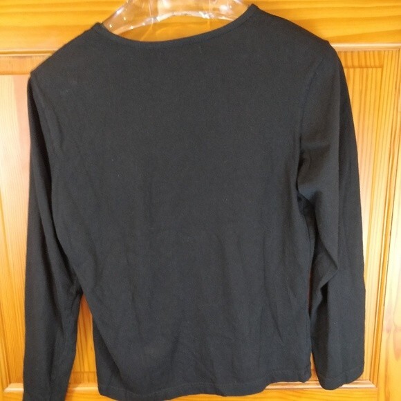 Carolyn Taylor Black Reindeer Holiday Top Long Sleeve Fun Christmas Large - Picture 5 of 7